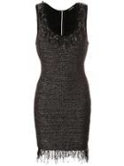 Balmain Fringe Trim Mini Dress - Black