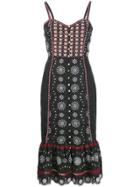 Veronica Beard Floral Pattern Structured Dress - Black