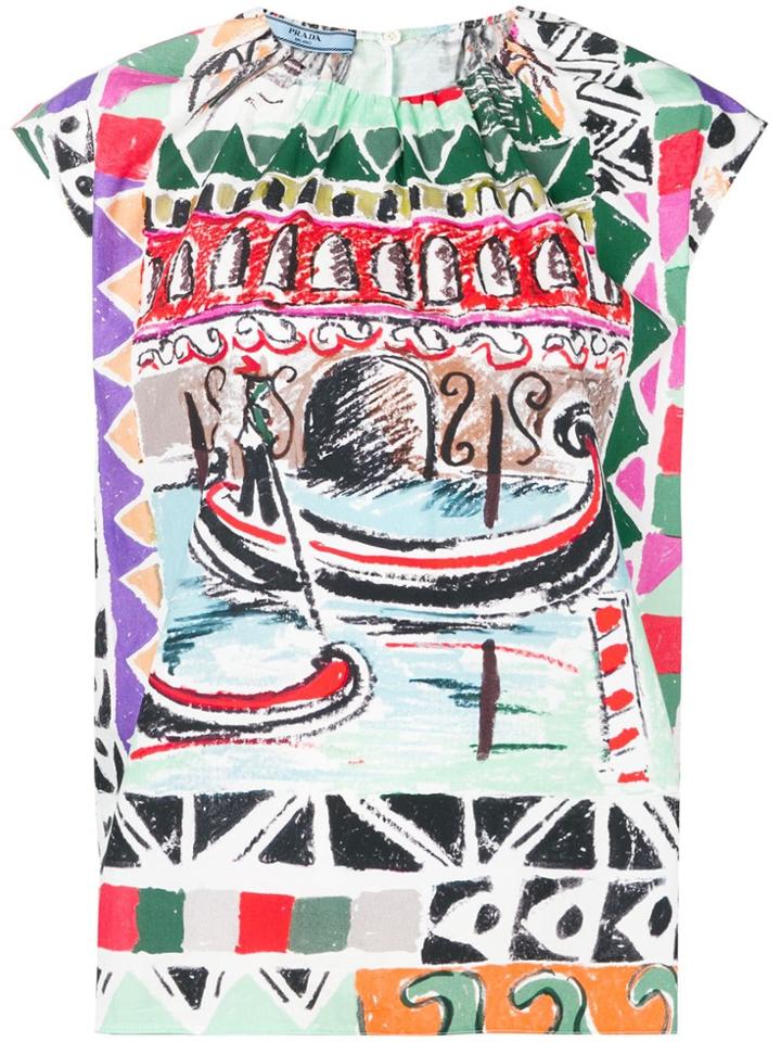 Prada Venice Print Blouse - White