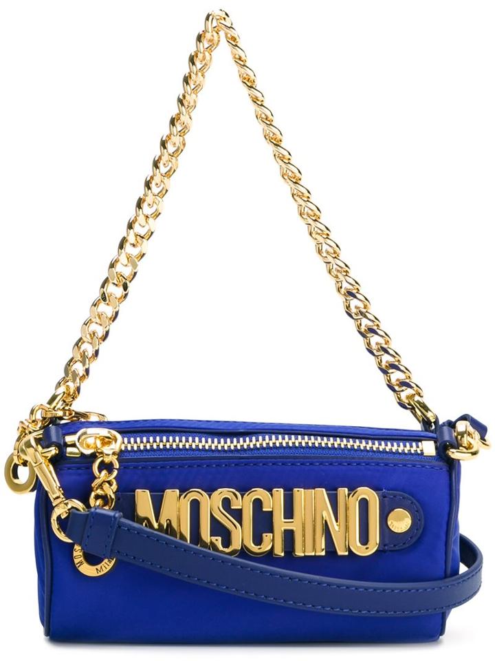 Moschino Logo Plaque Barrel Tote