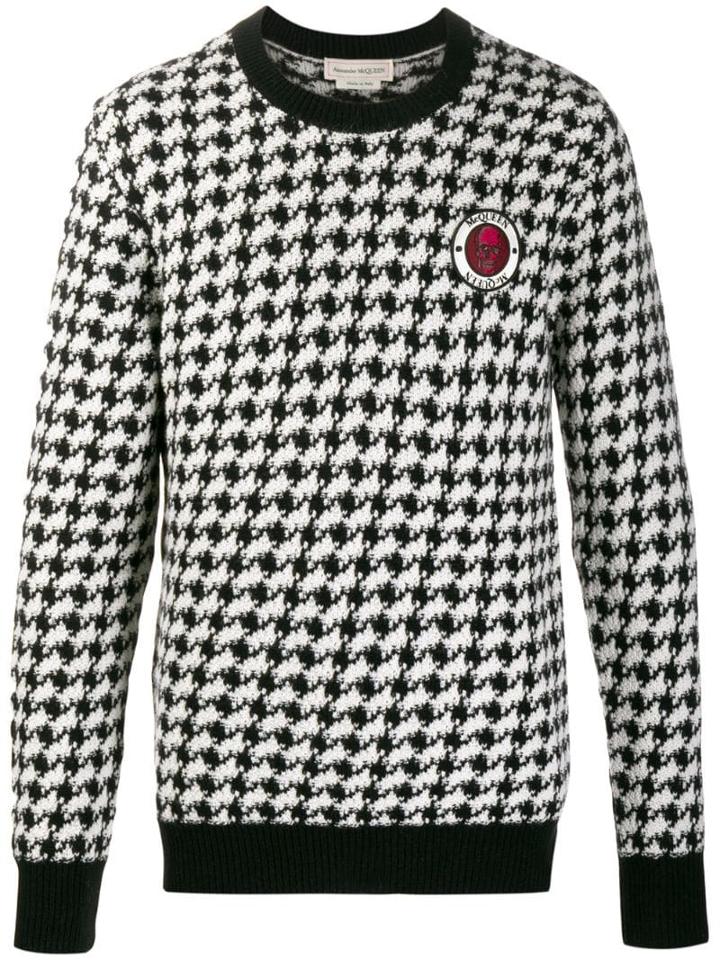 Alexander Mcqueen Logo Houndstooth Jumper - Black