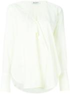 Dondup Front Ruffle Striped Blouse, Women's, Size: 38, Yellow/orange, Viscose/cotton