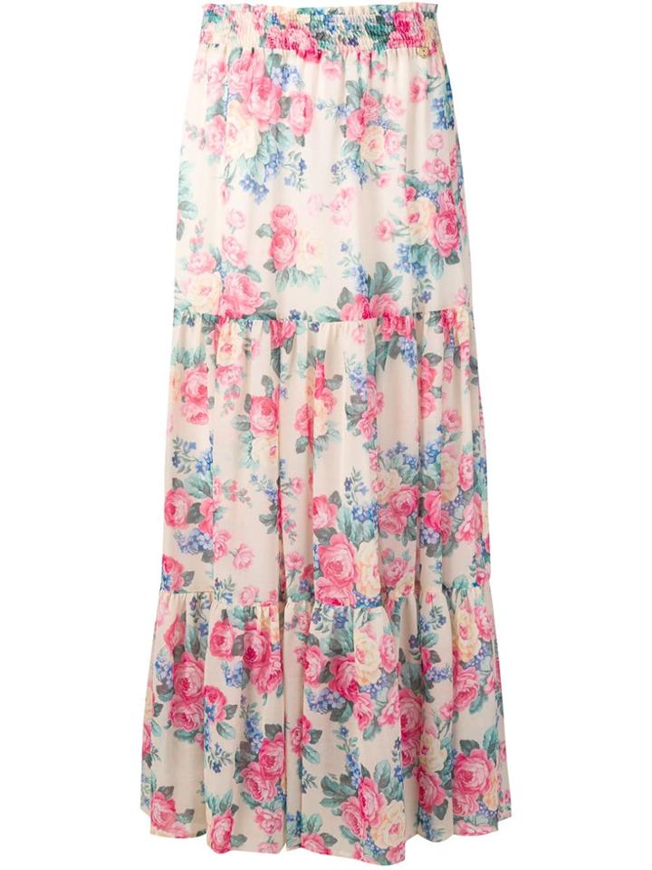 Twin-set Floral Print Maxi Skirt - Pink