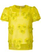 P.a.r.o.s.h. Floral Embroidered Sheer Blouse - Yellow & Orange