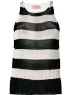 Twin-set Striped Knitted Top - Black