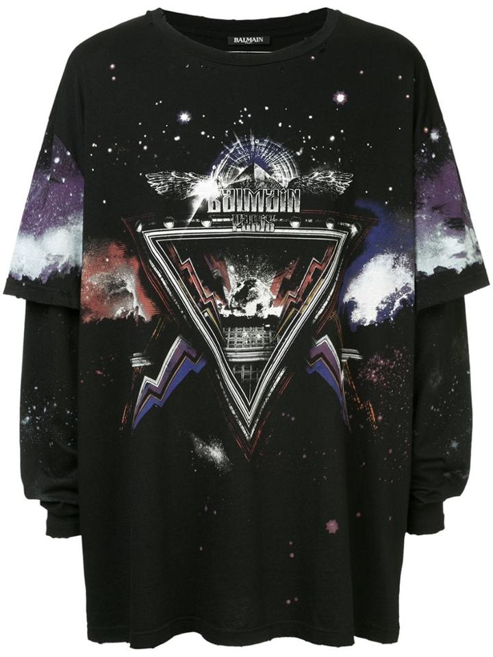 Balmain Distressed Layered T-shirt - Black