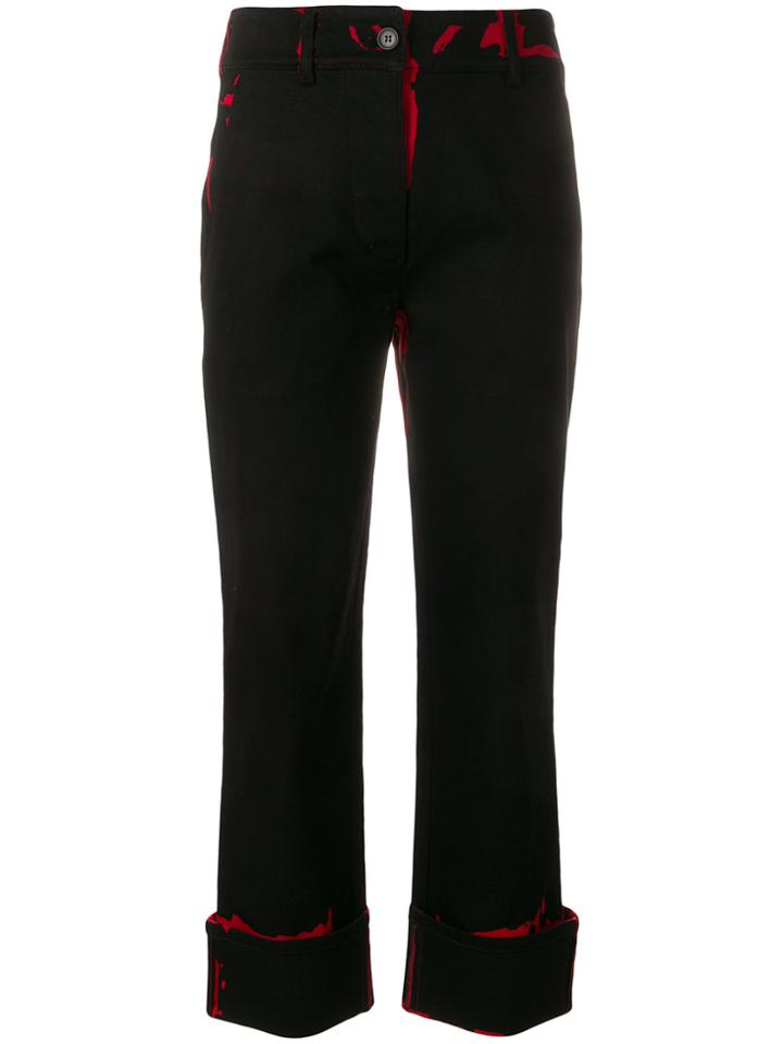 Prada Graphic Print Turn Up Trousers - Black