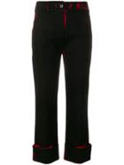 Prada Graphic Print Turn Up Trousers - Black