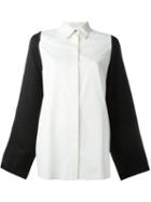 Mm6 Maison Margiela Color Block Shirt, Women's, Size: 40, White, Cotton/linen/flax/viscose