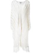 Philosophy Di Lorenzo Serafini Knitted Fringed Poncho, Women's, Size: 44, White, Cotton/polyamide