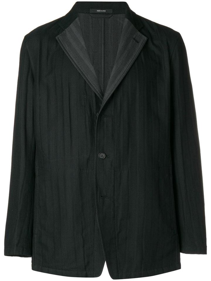 Issey Miyake Men Single Breasted Pleated Blazer - Black