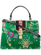 Gucci - Floral Jacquard Sylvie Bag - Women - Silk/leather - One Size, Green, Silk/leather