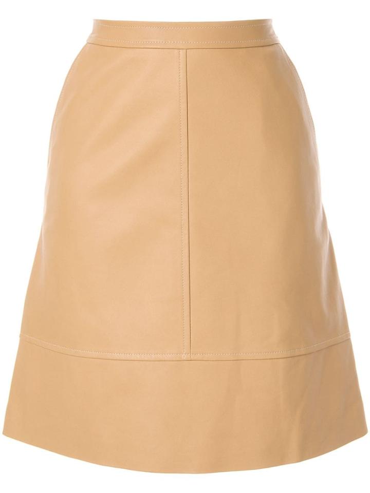 Nina Ricci Plain Leather Skirt - Brown