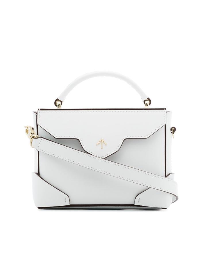 Manu Atelier White Micro Bold Leather Cross-body Bag