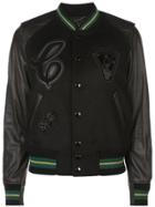 Coach Patch Detail Varsity Jacket - Black