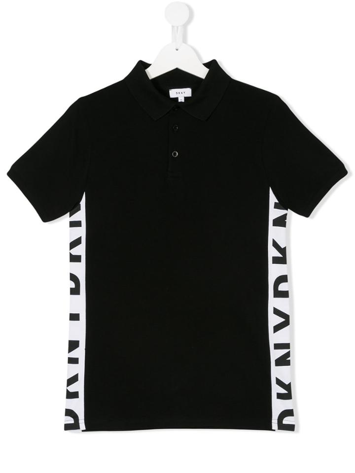 Dkny Kids Logo Print Polo Shirt - Black