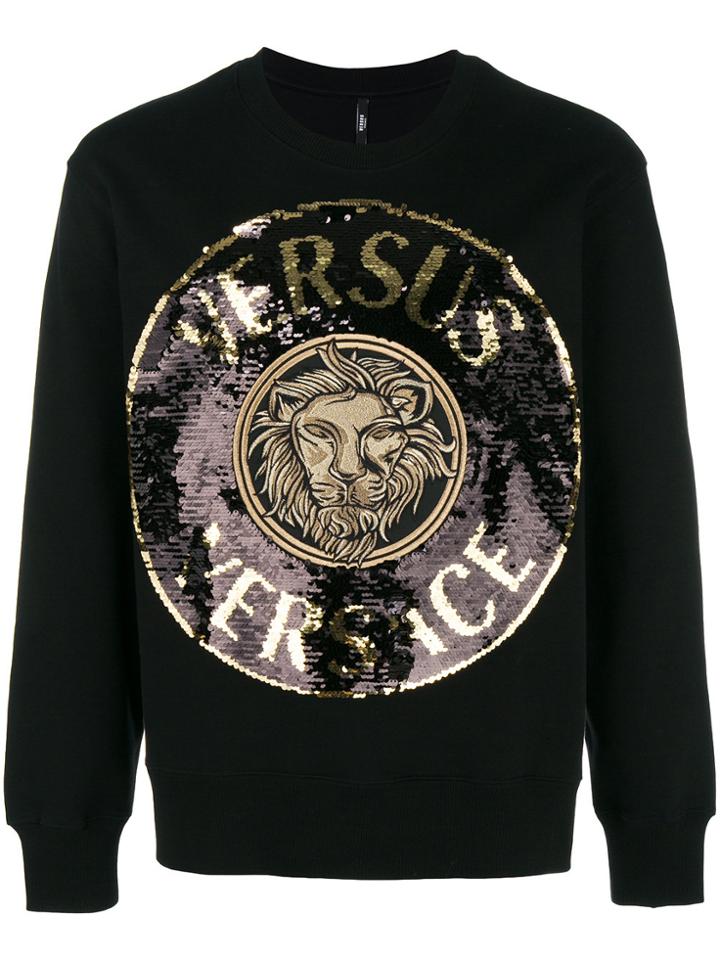 Versus Sequin-embellished Crest Logo Sweatshirt - Black