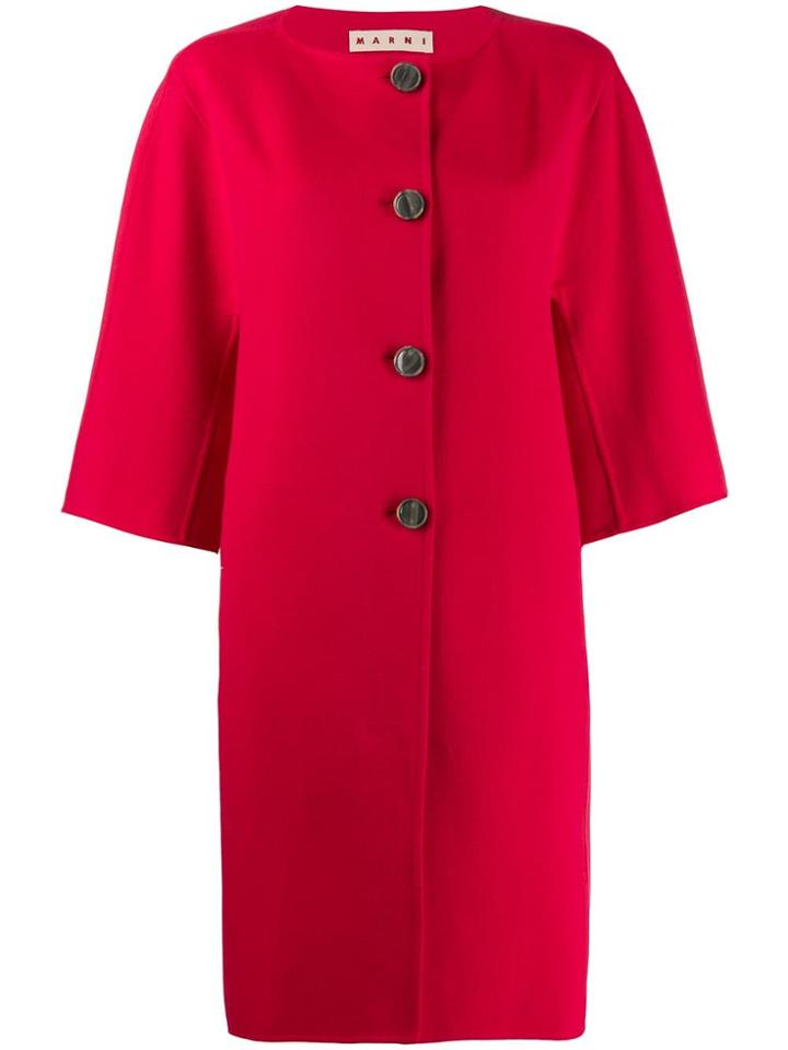 Marni Single Breasted Coat - Red