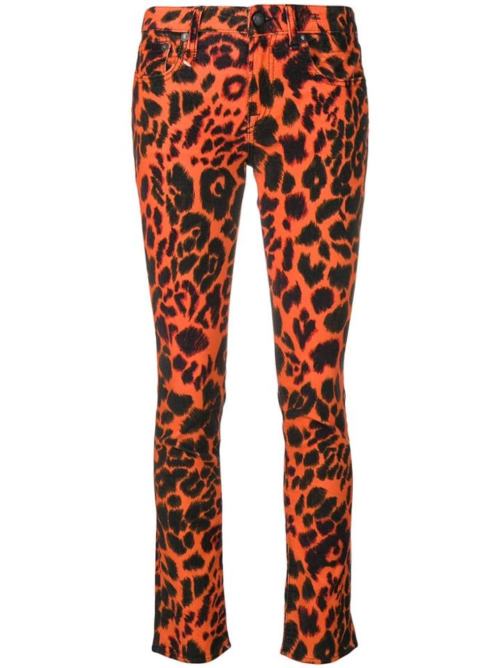 R13 Leopard Print Skinny Jeans - Yellow & Orange