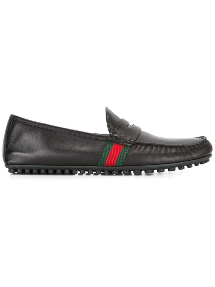 Gucci Web Horsebit Driving Loafers - Black