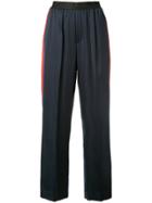 Astraet Cropped Trousers With Red Stripe - Black