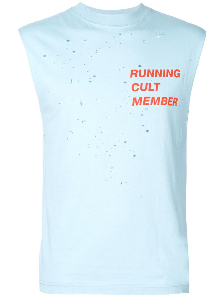Satisfy - Distressed Printed Tank - Men - Cotton - M, Blue, Cotton