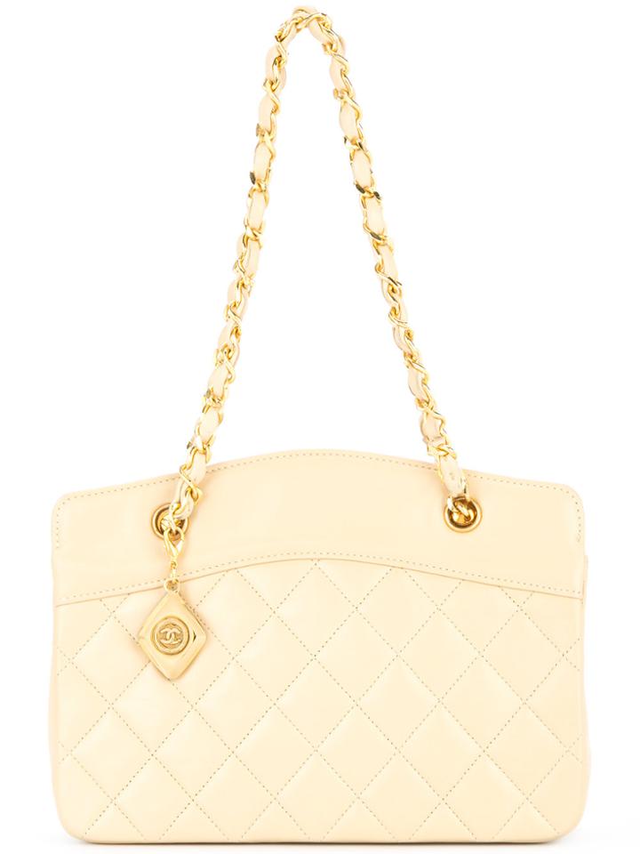 Chanel Vintage Quilted Cc Logo Chain Handbag - Nude & Neutrals