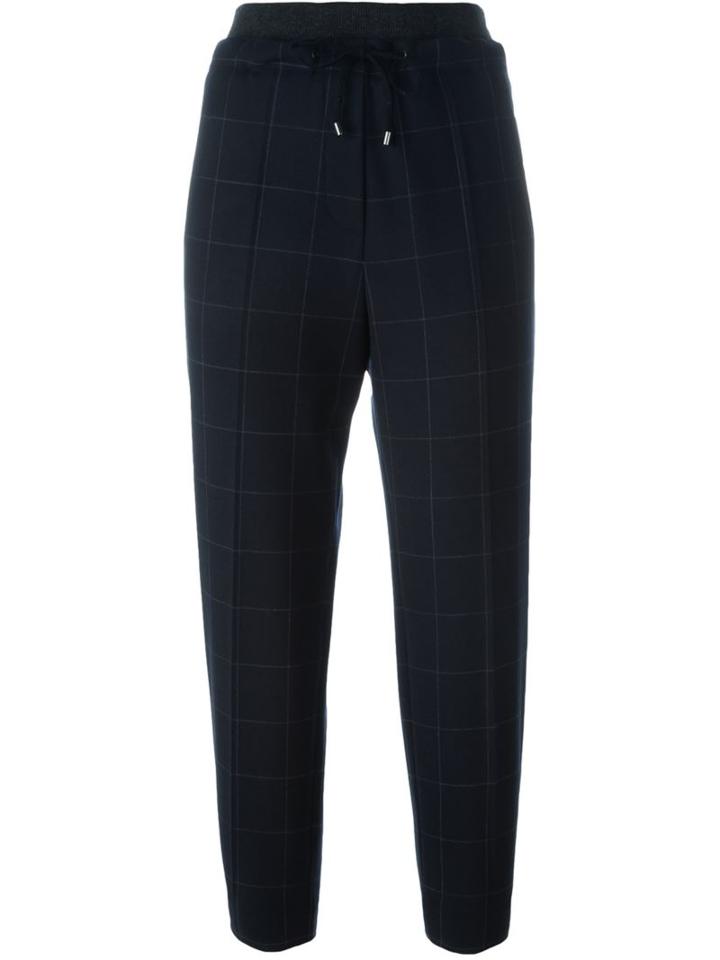 Brunello Cucinelli Cropped Check Print Trousers