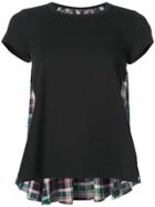 Sacai Plaid-panelled T-shirt - Black