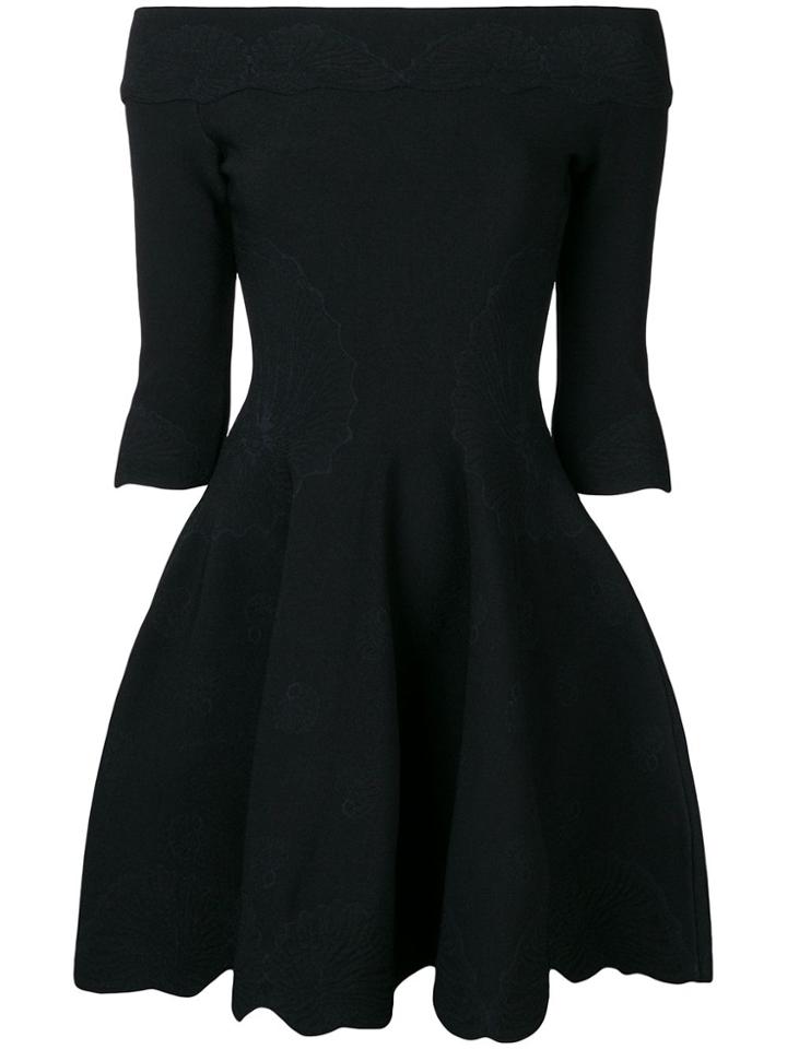 Alexander Mcqueen Off-the-shoulders Flared Dress - Black