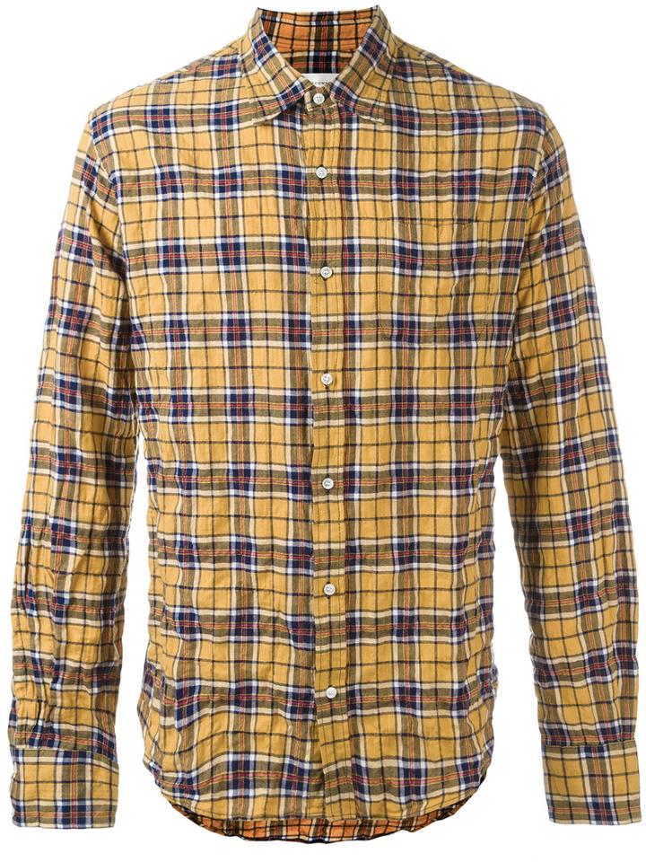 Faith Connexion Plaid Shirt, Size: Large, Yellow/orange, Cotton/spandex/elastane