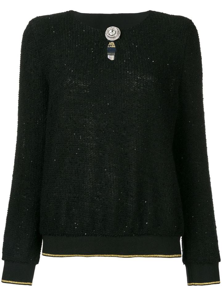 Cavalli Class Embellished Button Jumper - Black