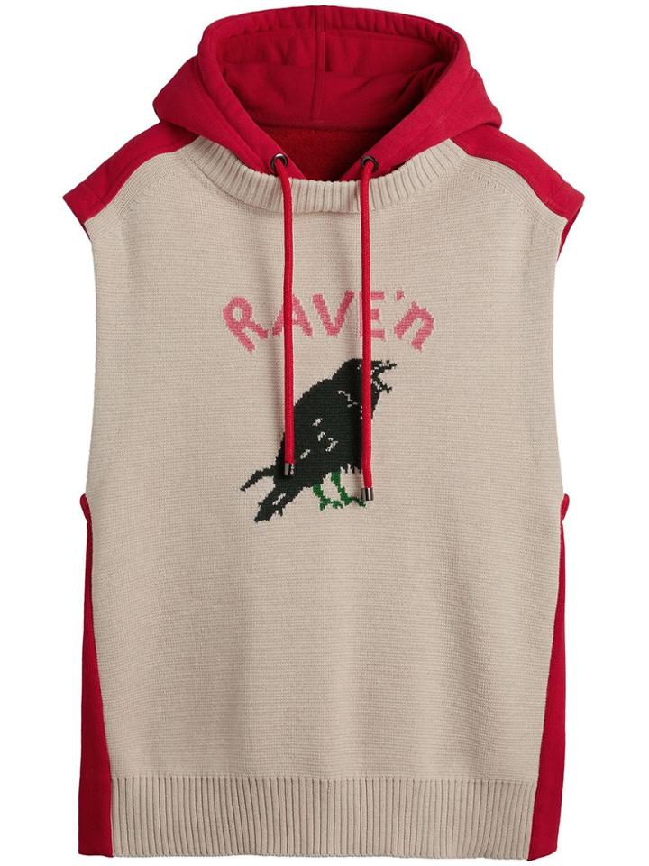 Burberry Raven Intarsia Sleeveless Hoodie - Nude & Neutrals