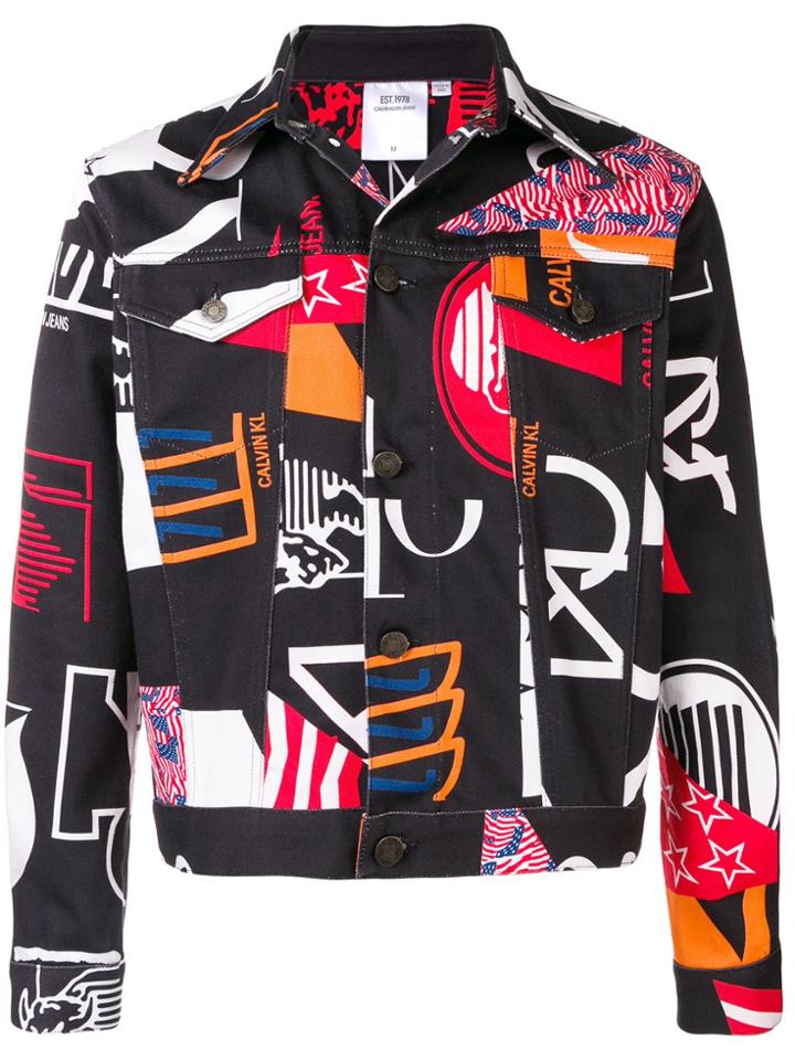 Calvin Klein Jeans Est. 1978 Printed Denim Trucker Jacket - Black