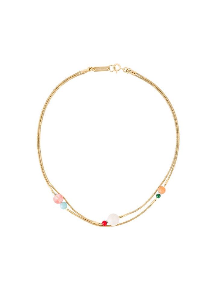 Isabel Marant Double Chain Stone Necklace, Women's, Metallic