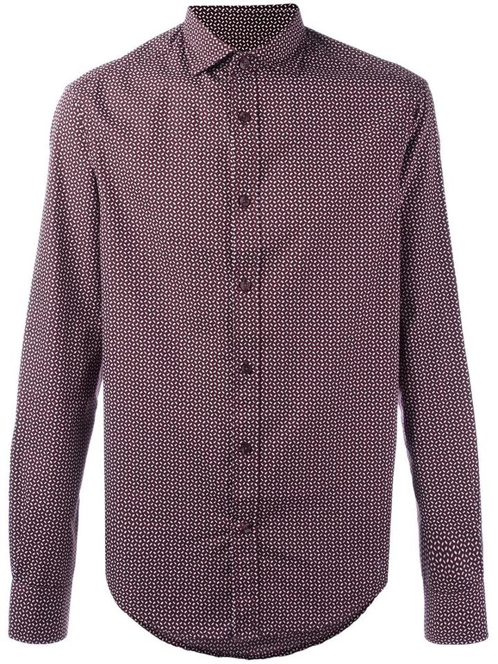Armani Jeans Patterned Shirt, Men's, Size: Medium, Red, Cotton