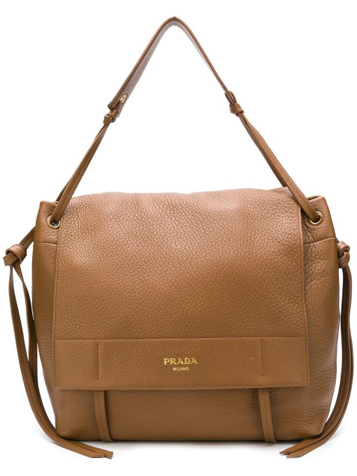 Prada Pebbled Shoulder Bag - Brown