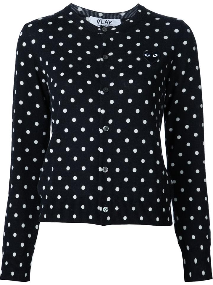 Comme Des Garçons Play Polka Dot Cardigan, Women's, Size: Medium, Black, Wool