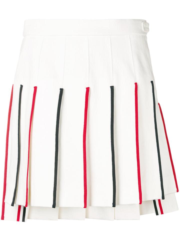 Thom Browne Stripe Detail Pleated Skirt - White