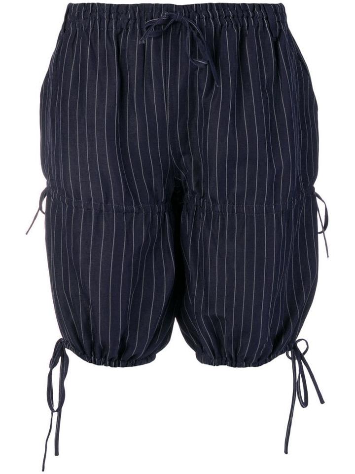 Jean Paul Gaultier Pre-owned Pinstripe Gathered Shorts - Blue