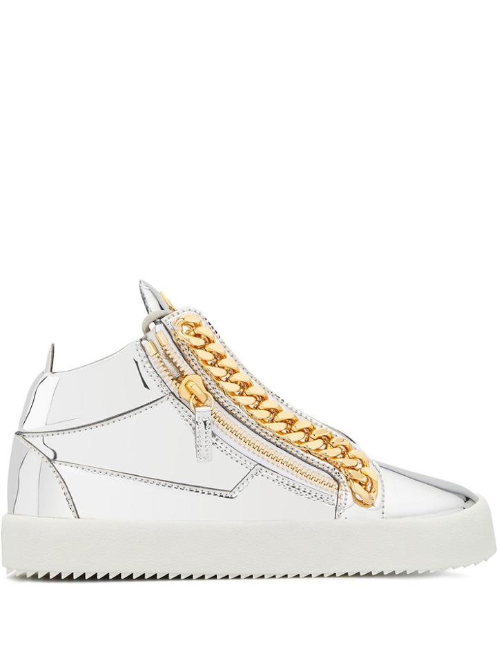 Giuseppe Zanotti Kriss Chain-embellished Sneakers - Silver