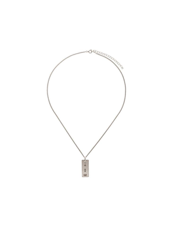 Saint Laurent Logo Pendant Necklace - Metallic