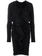 Givenchy Ruched Frill Dress - Black