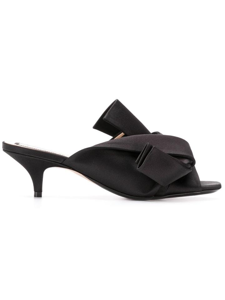 No21 Satin Bow Mules - Black