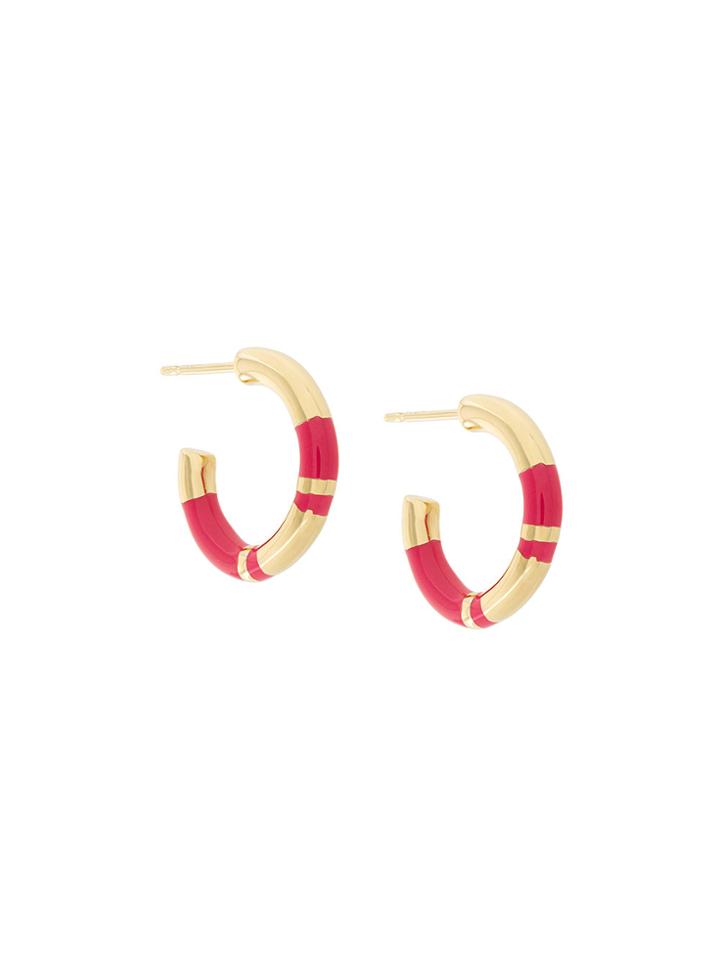Aurelie Bidermann Striped Mini Hoops - Metallic