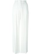 Msgm Front Pleat Trousers, Women's, Size: 46, White, Polyester/acetate/viscose