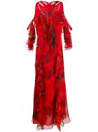 Alexander Mcqueen Avalon Poppy Print Long Dress - Red