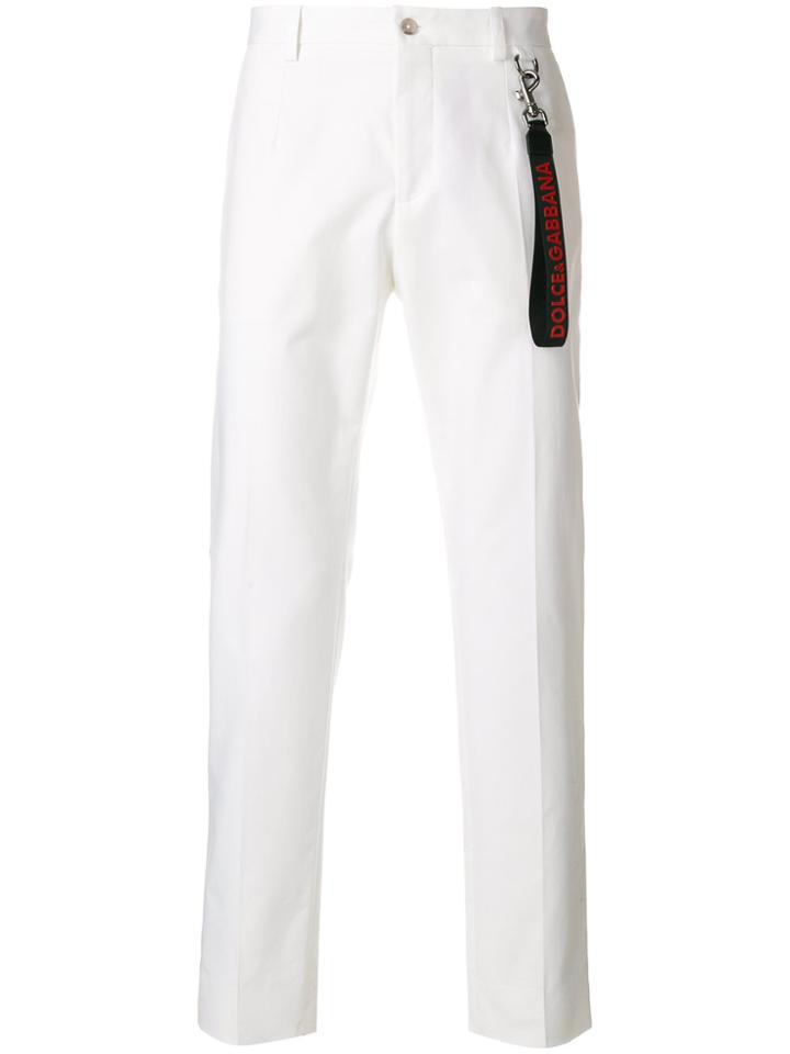 Dolce & Gabbana Emblem Piped Trousers - White