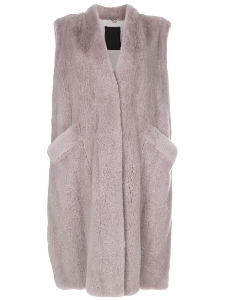 Liska Long Sleeveless Coat - Pink