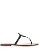 Tory Burch T-medallion Flat Sandals - Black